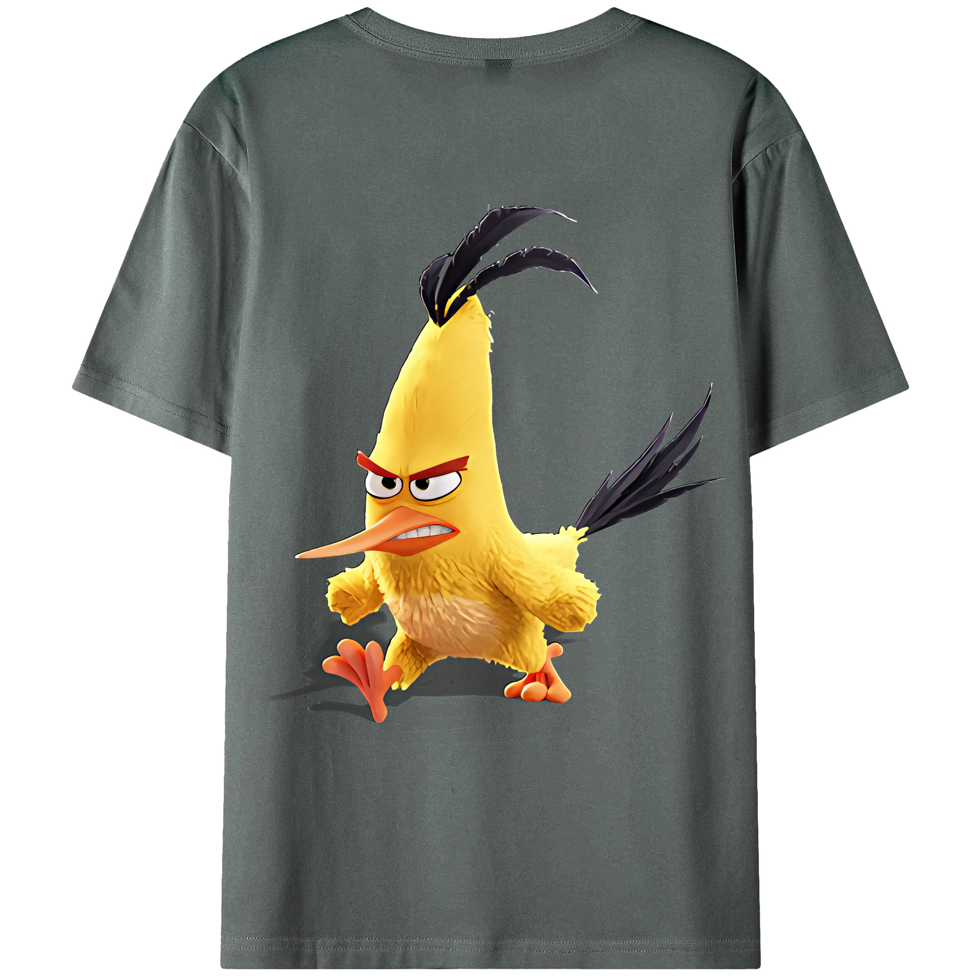 （画像用） Angry Birds アングリーバード 綿100％ メンズ半袖Tシャツ（バックプリント） 通気性